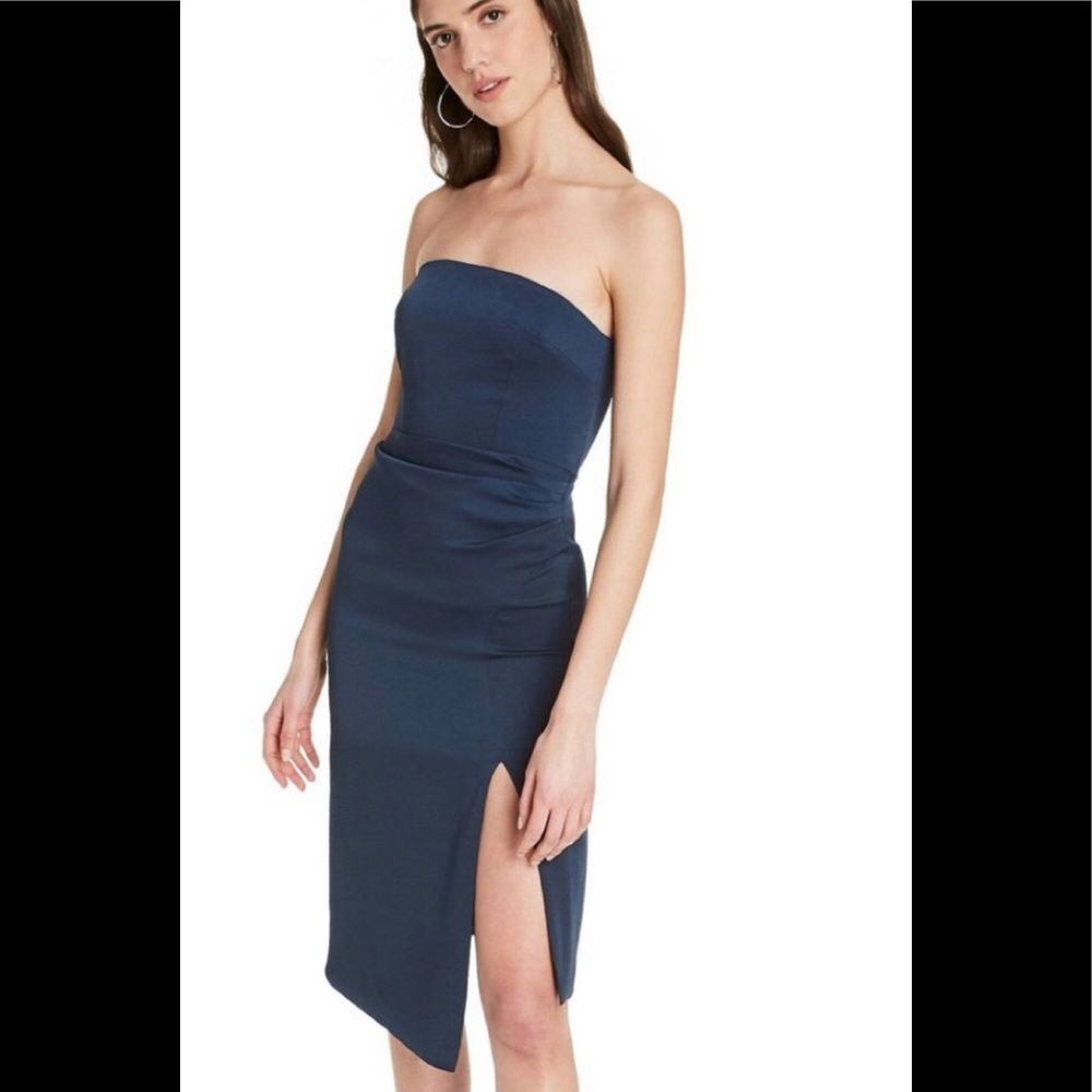 Cushine Navy Strapless Dress 14 NWT